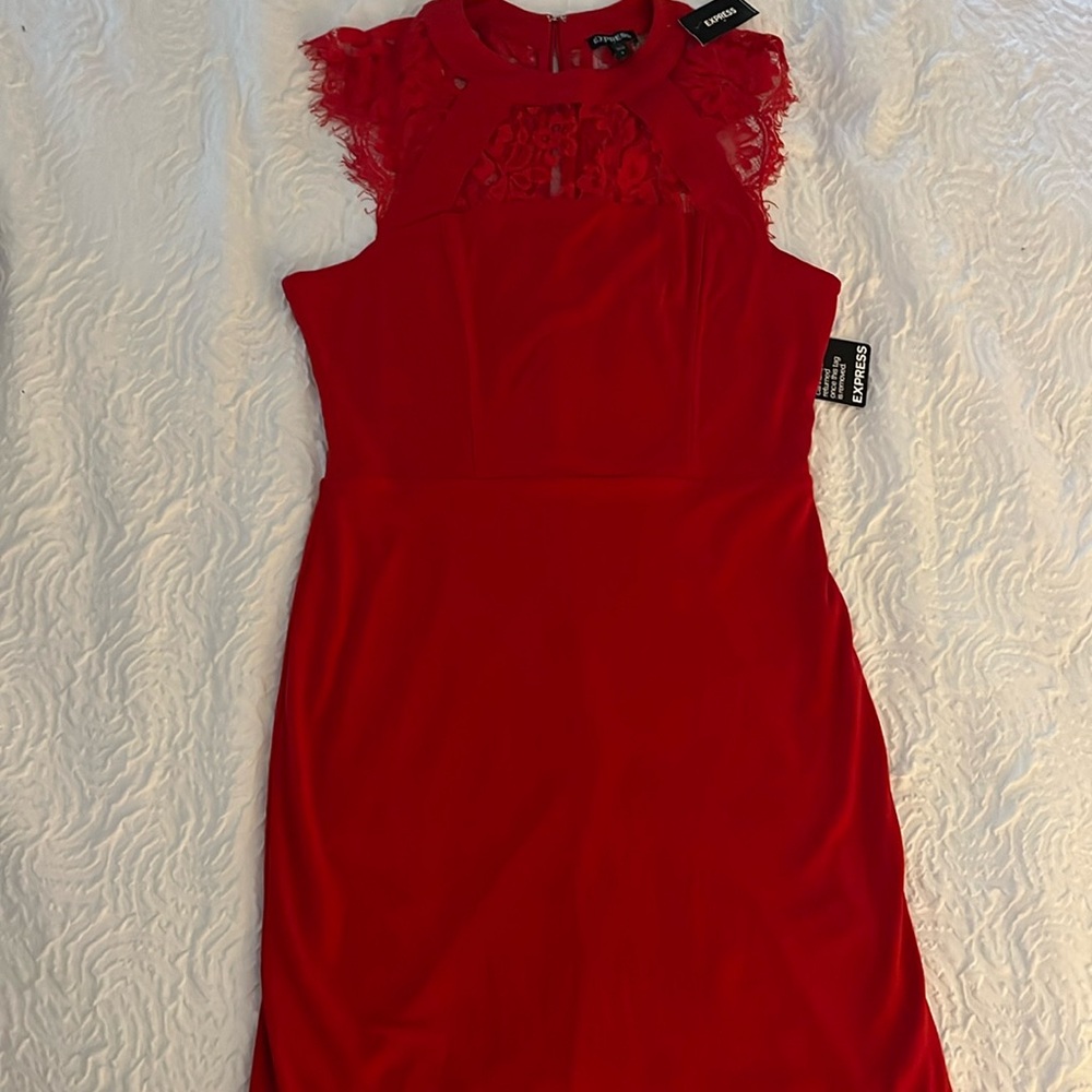 Express red lace dress